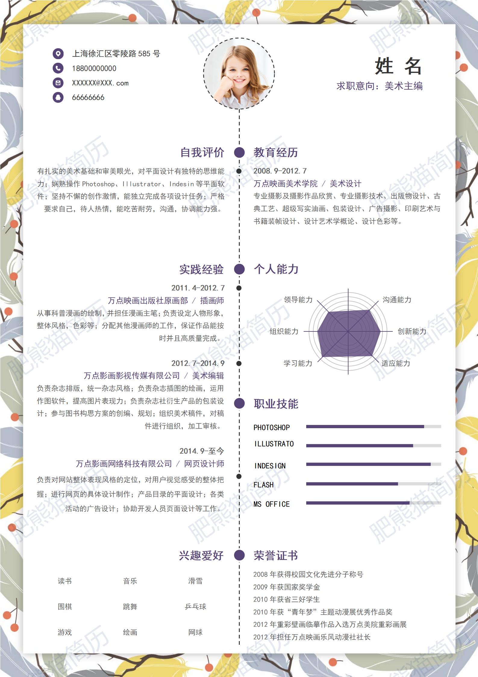 创意羽毛简历模板